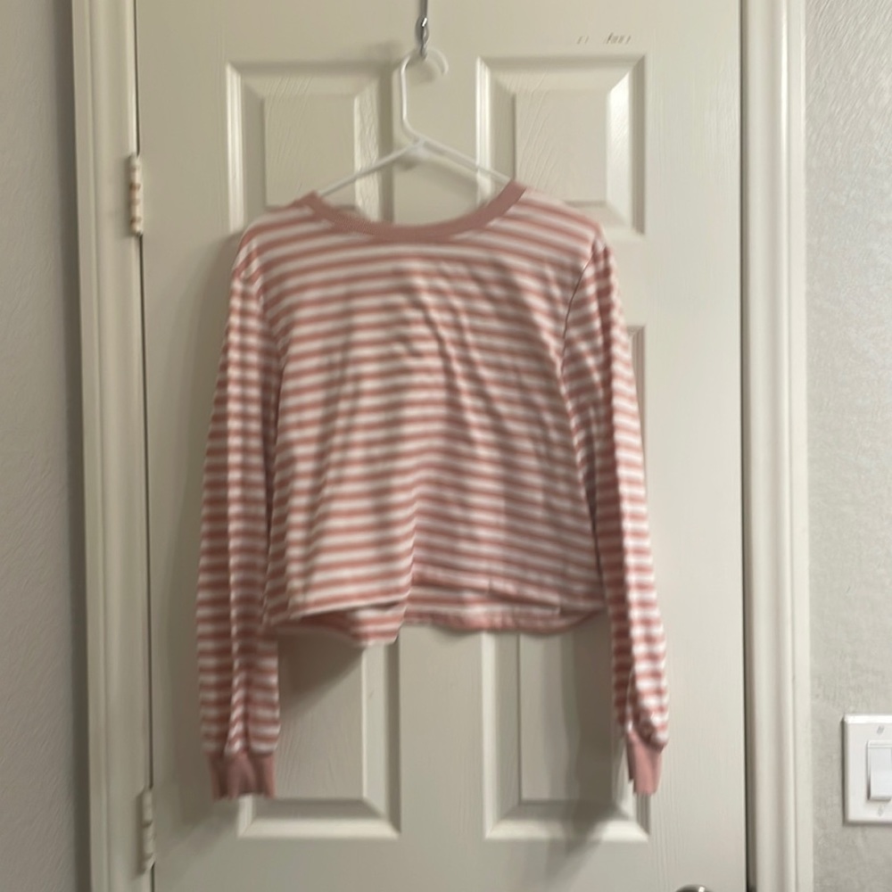Pink and white striped long sleeve